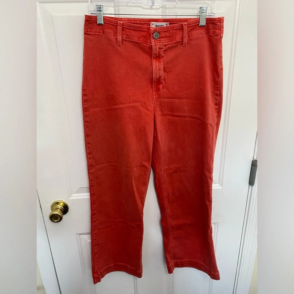 PAIGE Denim - Paige Nellie Orange wide leg cropped jeans high rise size 10 boho colorful